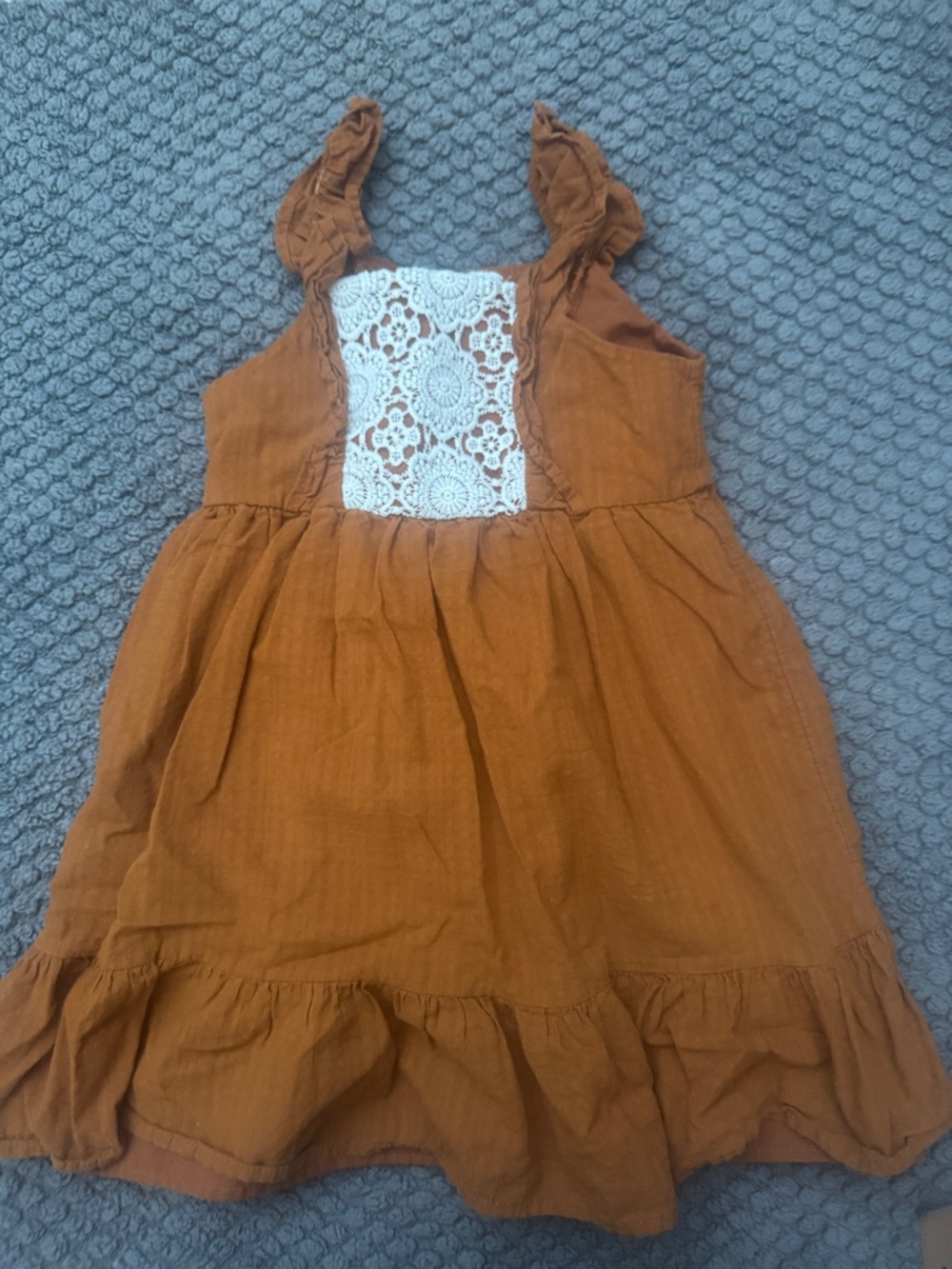 wonder nation Rust Lace-Front Ruffled Sundress